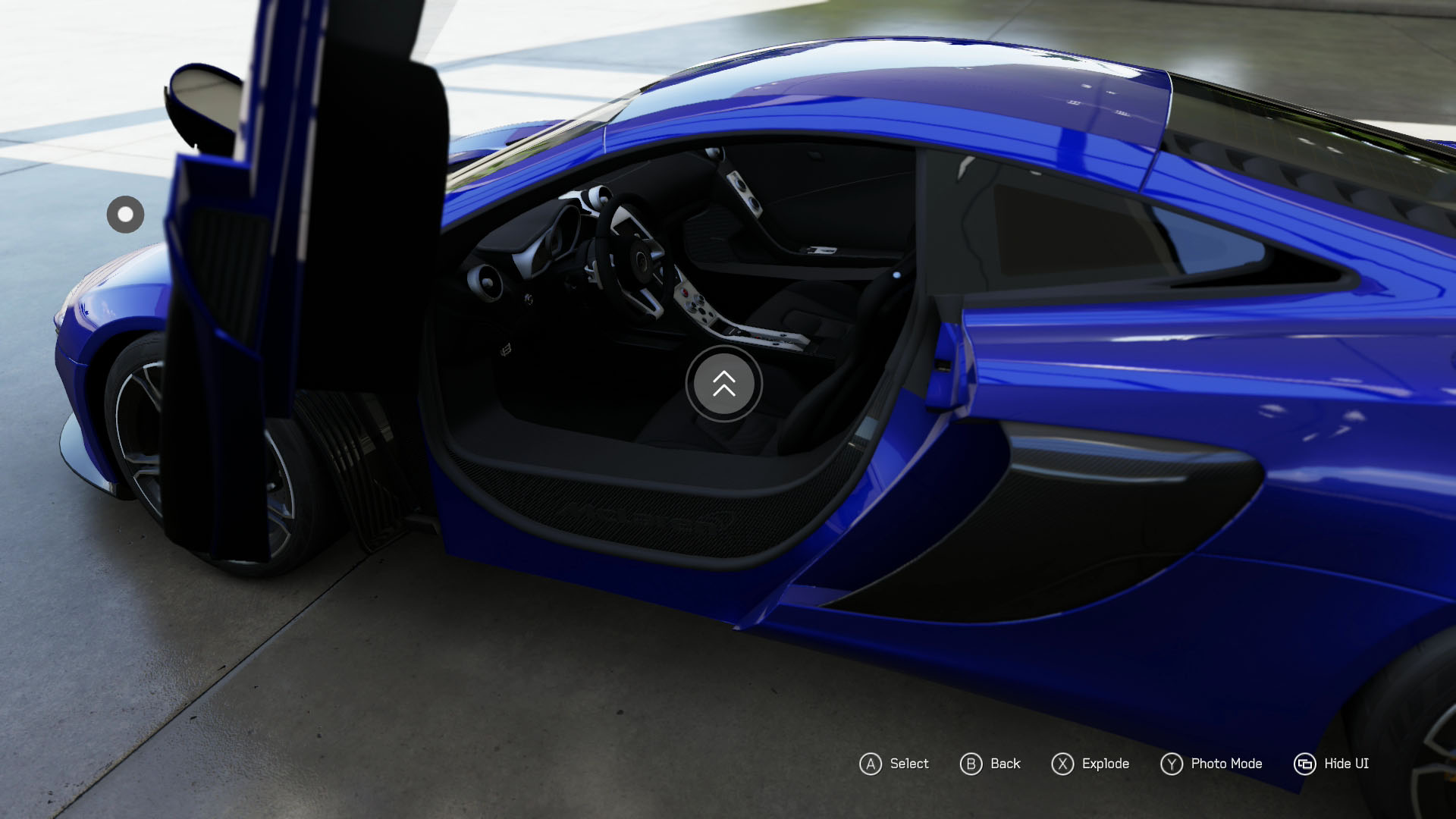 Although only two pins are visible in this image,
 a camera override is drawing the camera into the door opening while many scripts are keeping Forzavista in sync with the car.