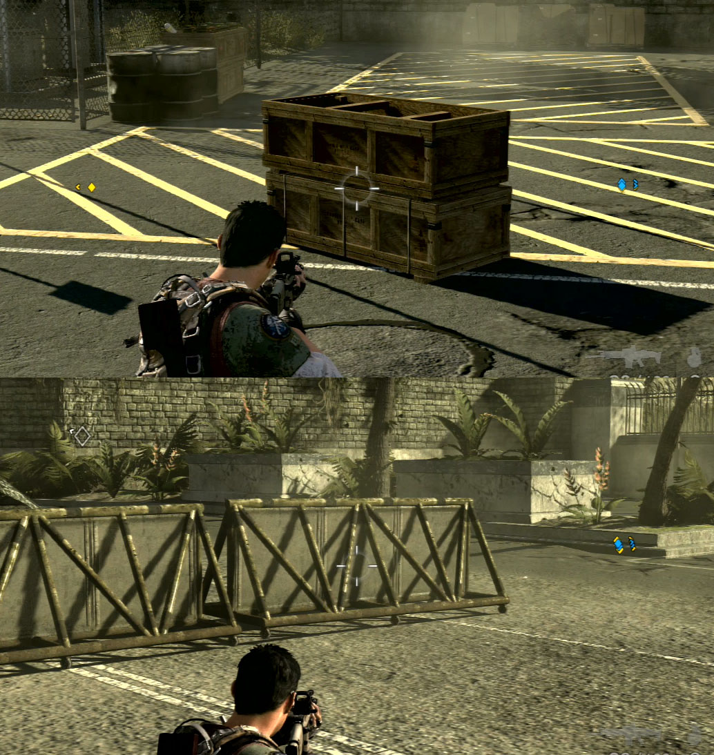 Before Vault Slide the crate in the upper image only supported Vault Onto while the yellow barriers couldn't support any vault actions.