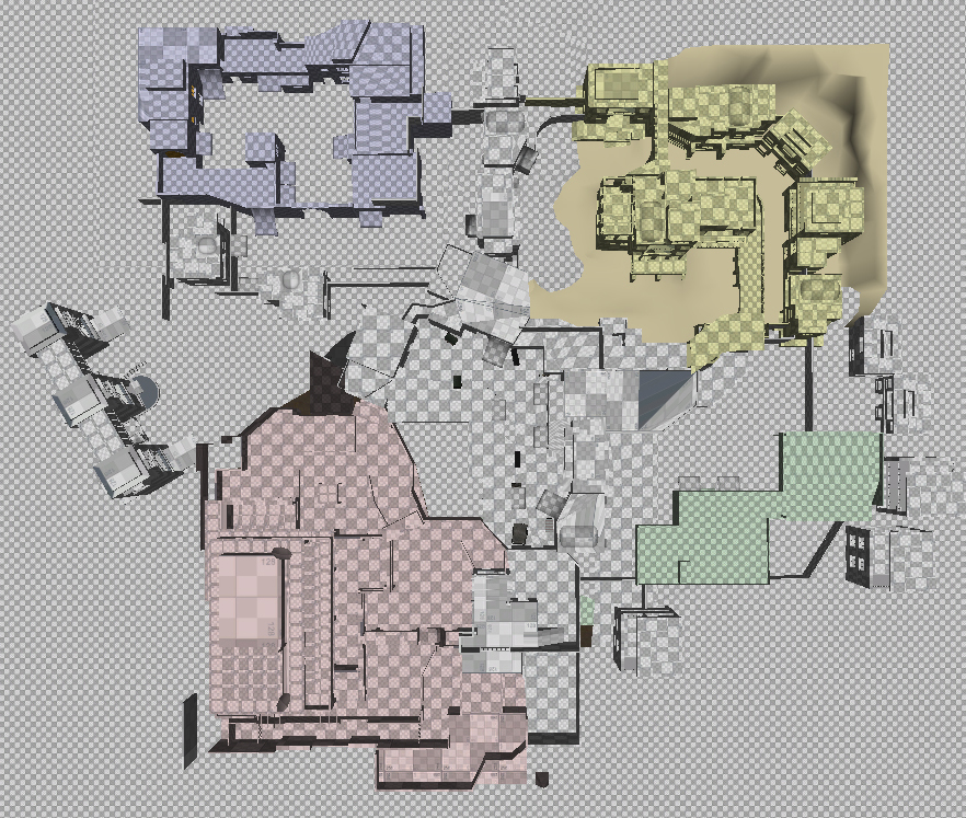 An early image of the level taken just after colors were added to the encounter areas.